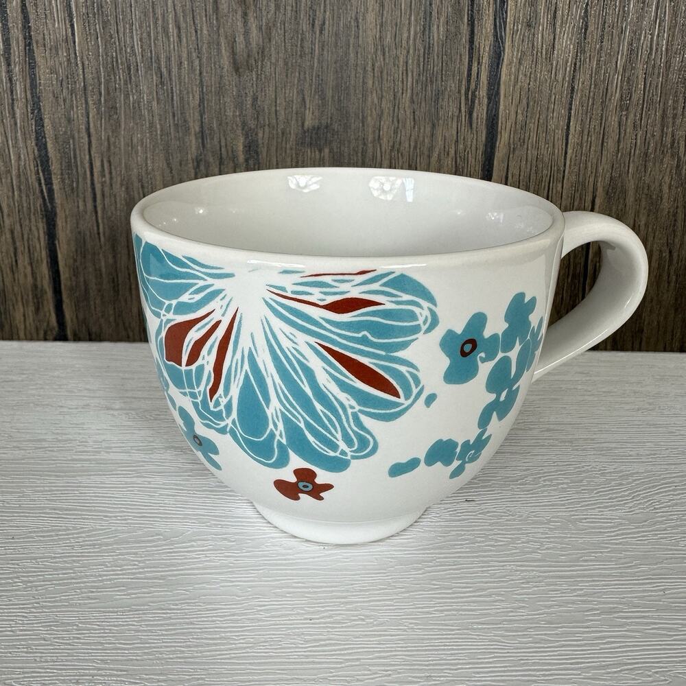 IKEA Bullra 15199 Coffee Mug Cup Large 16 oz Turquoise Floral Flowers